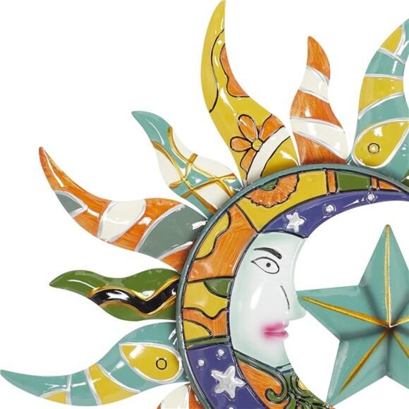 Deco 79 Metal Sun and Moon Home Decor Indoor Outdoor Sculpture - Picture 4 of 6